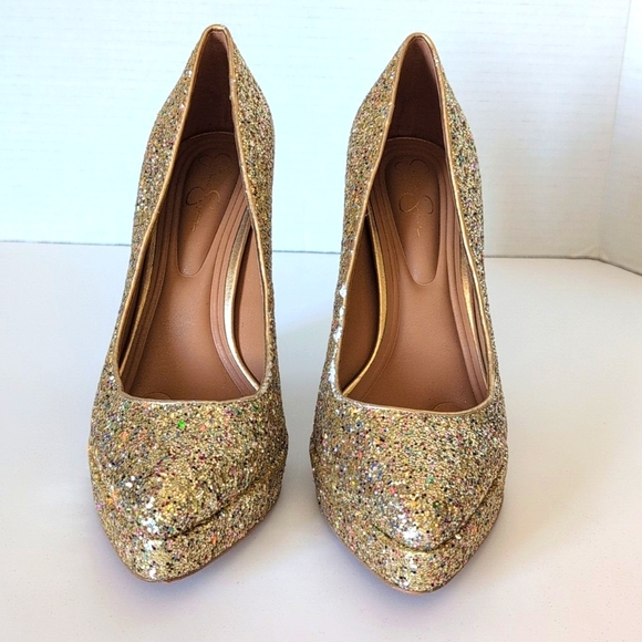 JESSICA SIMPSON Glynis-P Block Heel Sequin Pumps - Picture 3 of 10